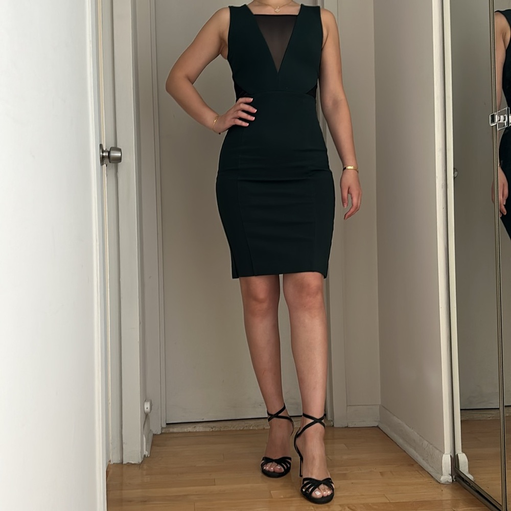 French Connection Deep Green mesh cocktail Dress size US 4
